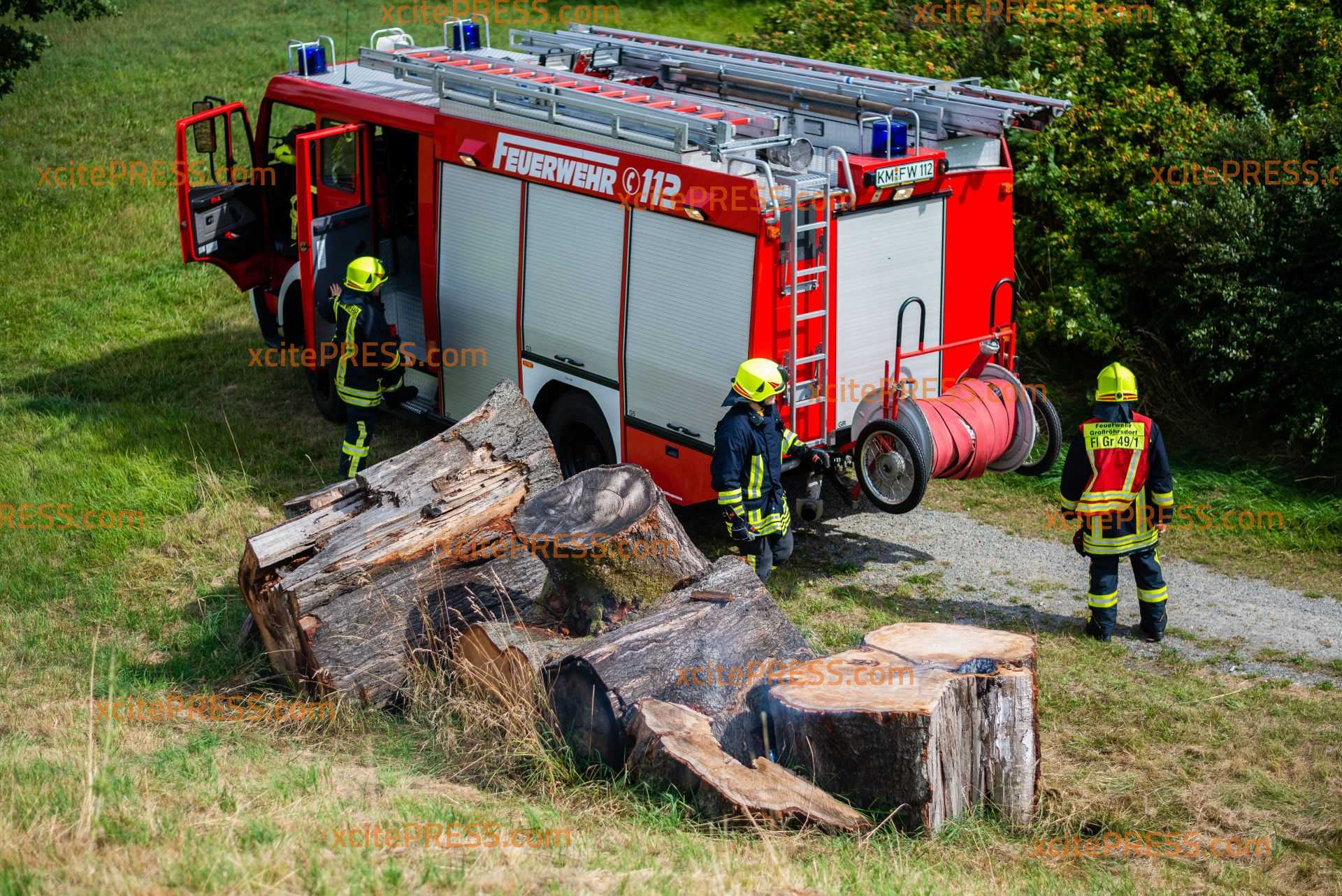 Alter Baumstamm gerät in Brand - Feuerwehr muss anrücken: Wurde der Brand fahrlässig entfacht oder mutwillig gelegt?